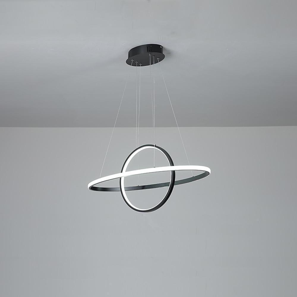 Modern Double Circle LED Pendant Light Metal Adjustable Chandelier