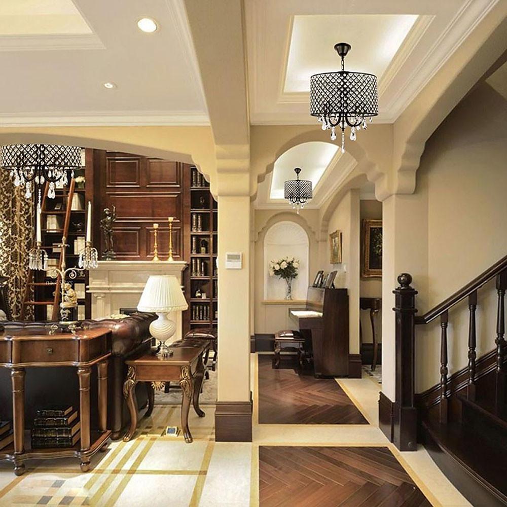 Crystal Metal Chandelier 4-Light Industrial Pendant Lighting