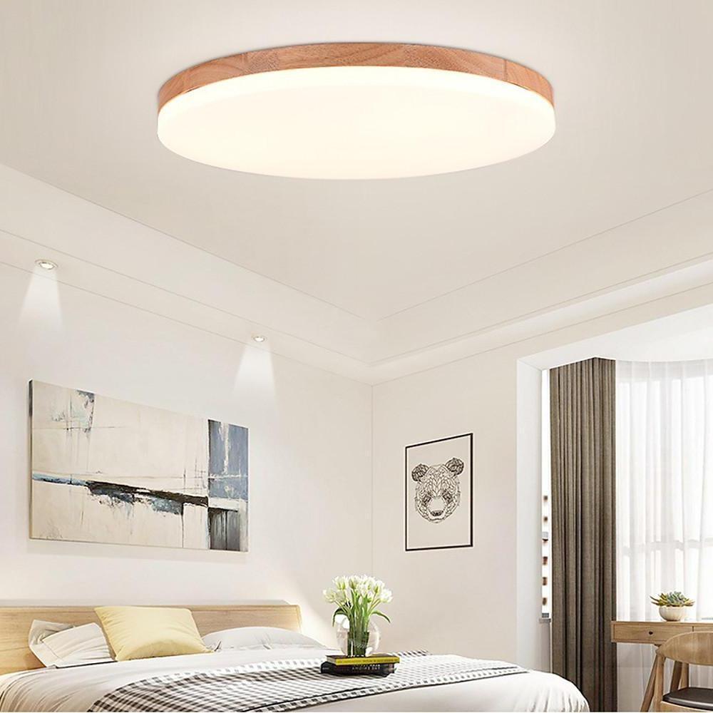 Minimalist Wood Flush Mount Ceiling Light with LED