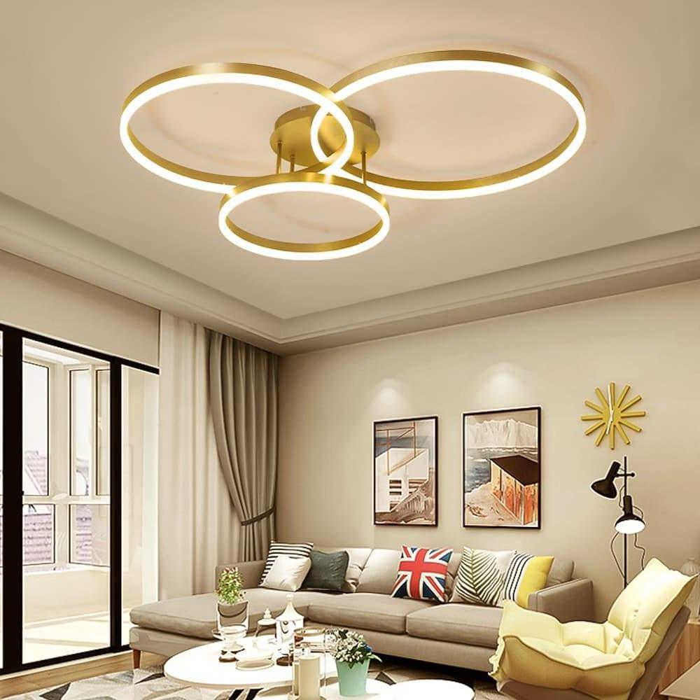 Modern 3-Circle Flush Mount Ceiling Light with Dimmable LED