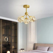 3-Globe Copper Glass Semi Flush Mount Ceiling Light