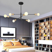Modern 6-Light Sputnik Chandelier - Black & Gold - 41" Dia