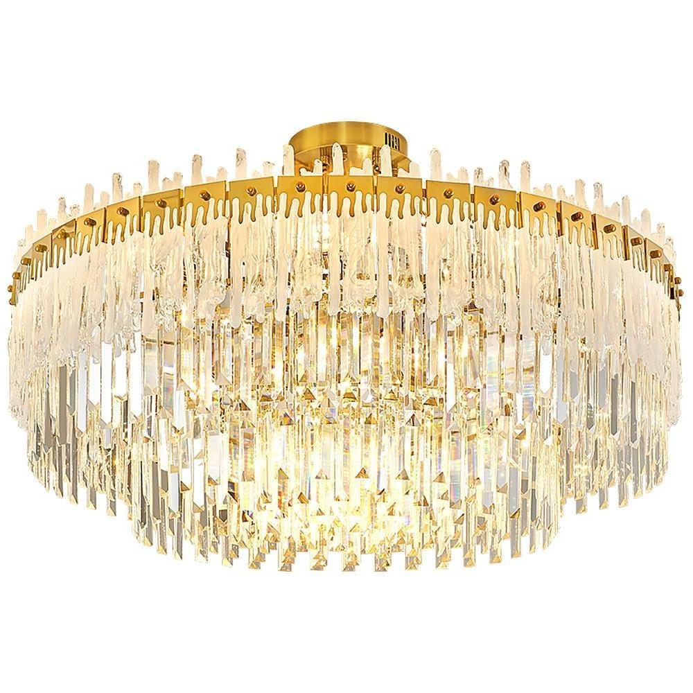 Round Crystal Chandelier | Gold Finish | Modern Luxury Design