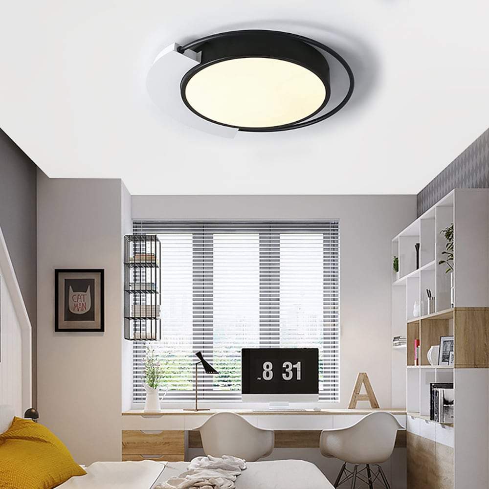 Modern Circular LED Flush Mount Ceiling Light – Aluminum Finish