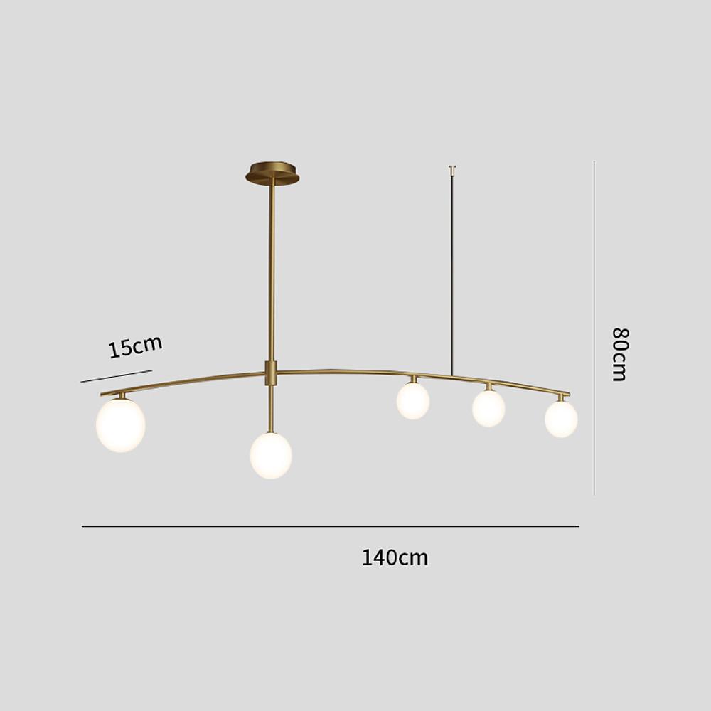 Modern Gold Brass Glass Chandelier with Curved Line Design LED