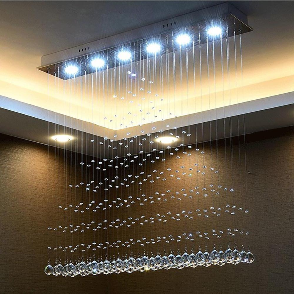 Crystal Flush Mount LED Chandelier - Modern Ambient Lighting
