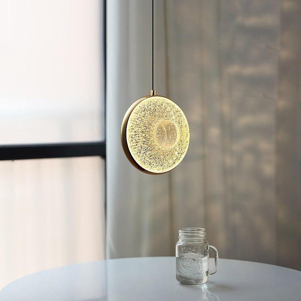 Modern Circle LED Pendant Light - Electroplated Metal & Acrylic