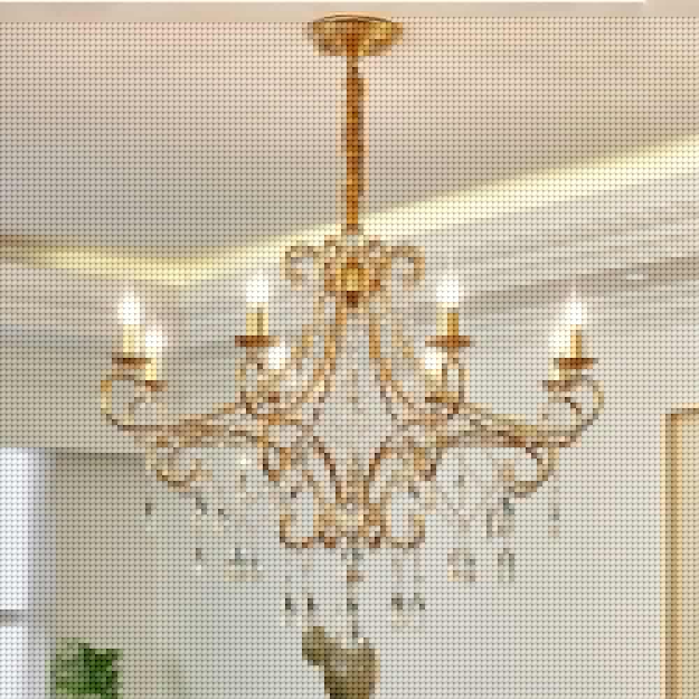 8-Light Crystal Candle Chandelier - Vintage Metal Ceiling Light