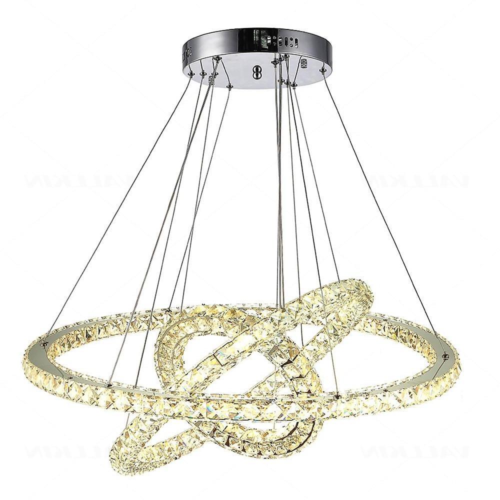 Modern Gold Crystal Chandelier with 3 Concentric LED Rings