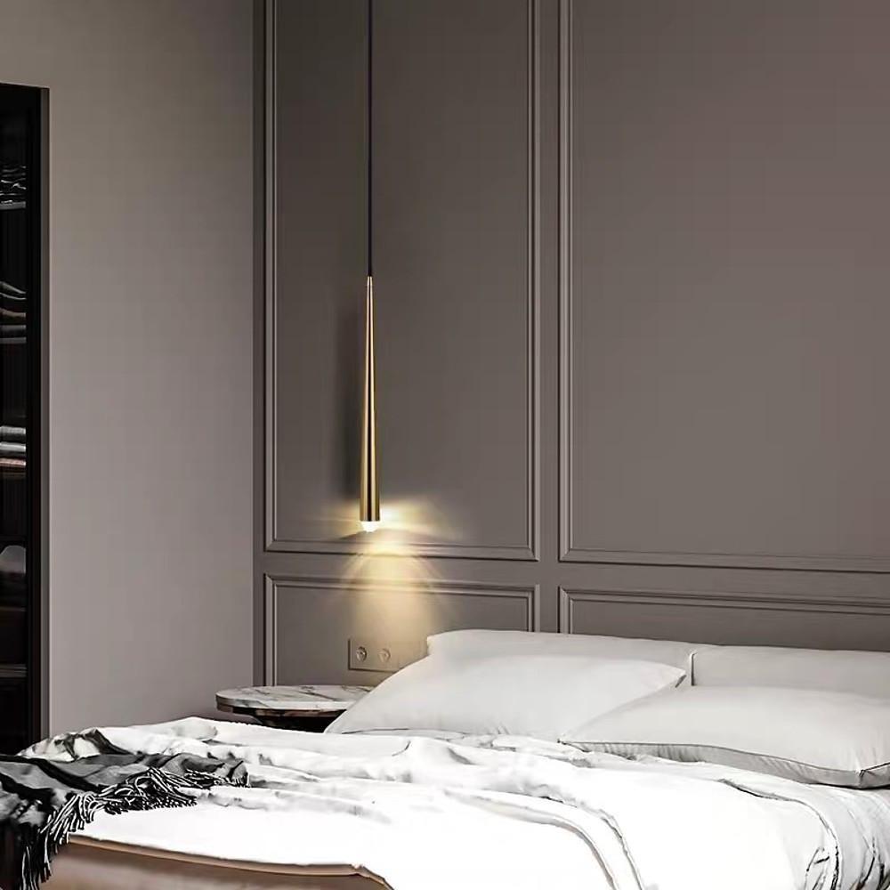 Modern Cylindrical Pendant Light Metal Acrylic LED Kitchen Island