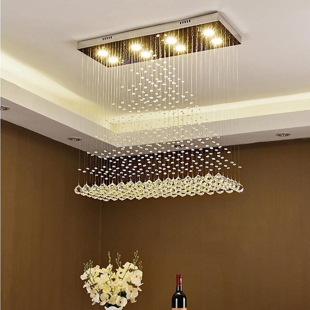 5-Tier Crystal Chandelier with LED Lights - Modern Elegance