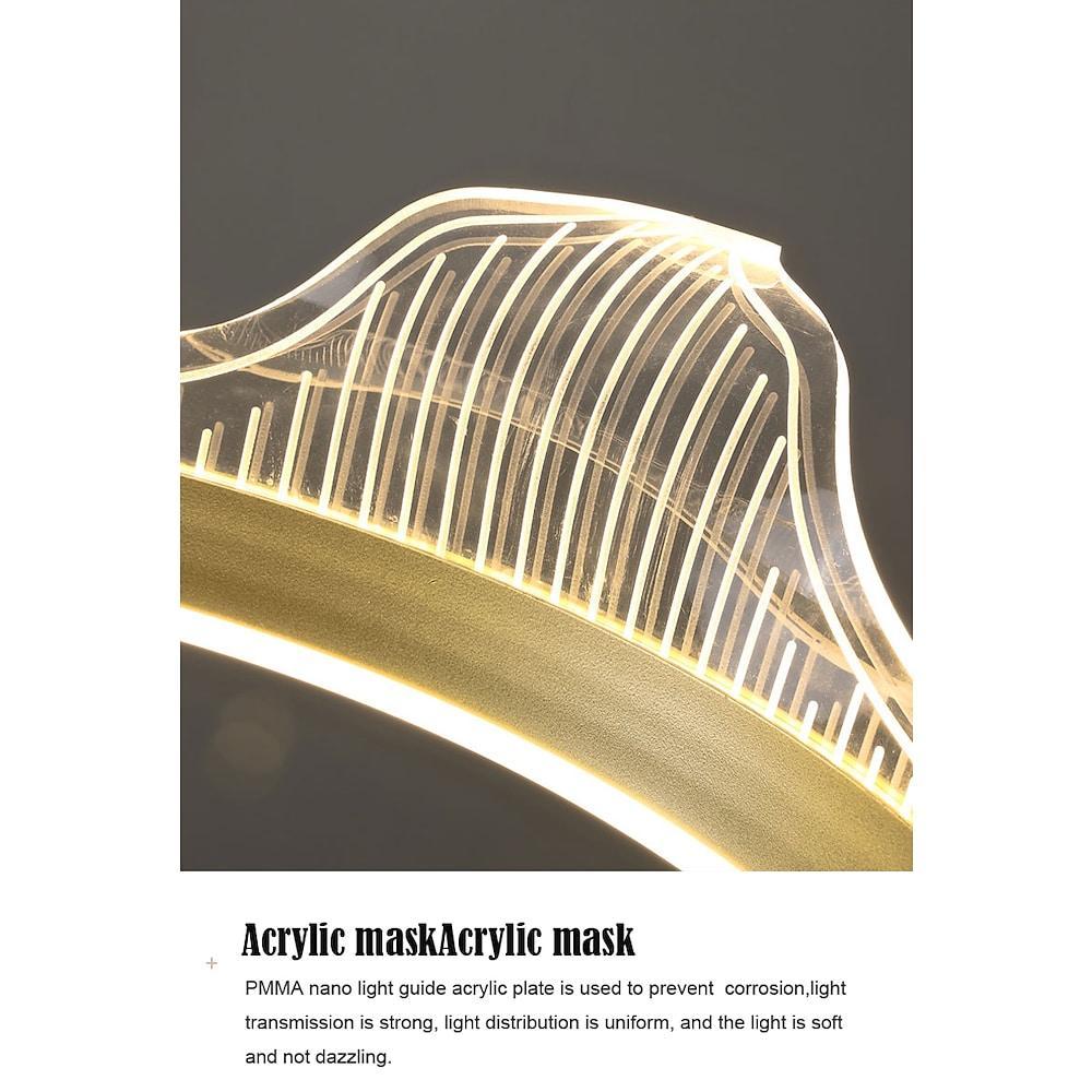 Crown Circle Pendant Light Nordic Style Metal Acrylic LED Chandelier