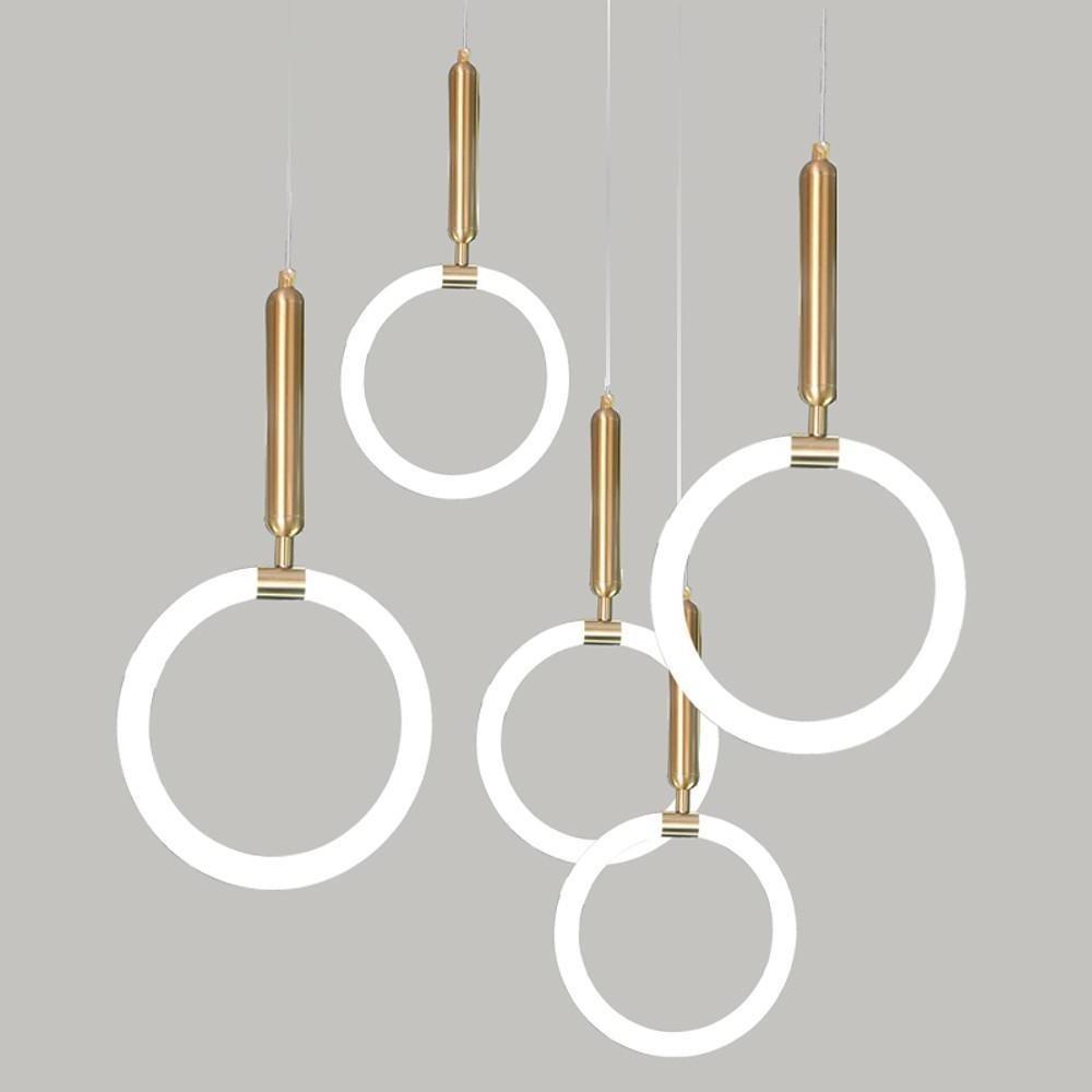 Modern Ring Pendant Light Metal Silica Gel LED Ceiling Fixture