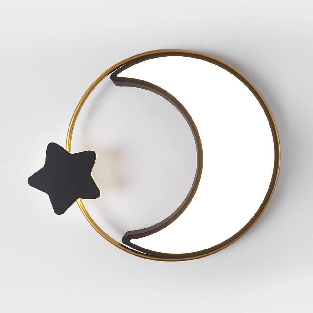 Moon and Star Dimmable LED Flush Mount Light for Kids Bedroom