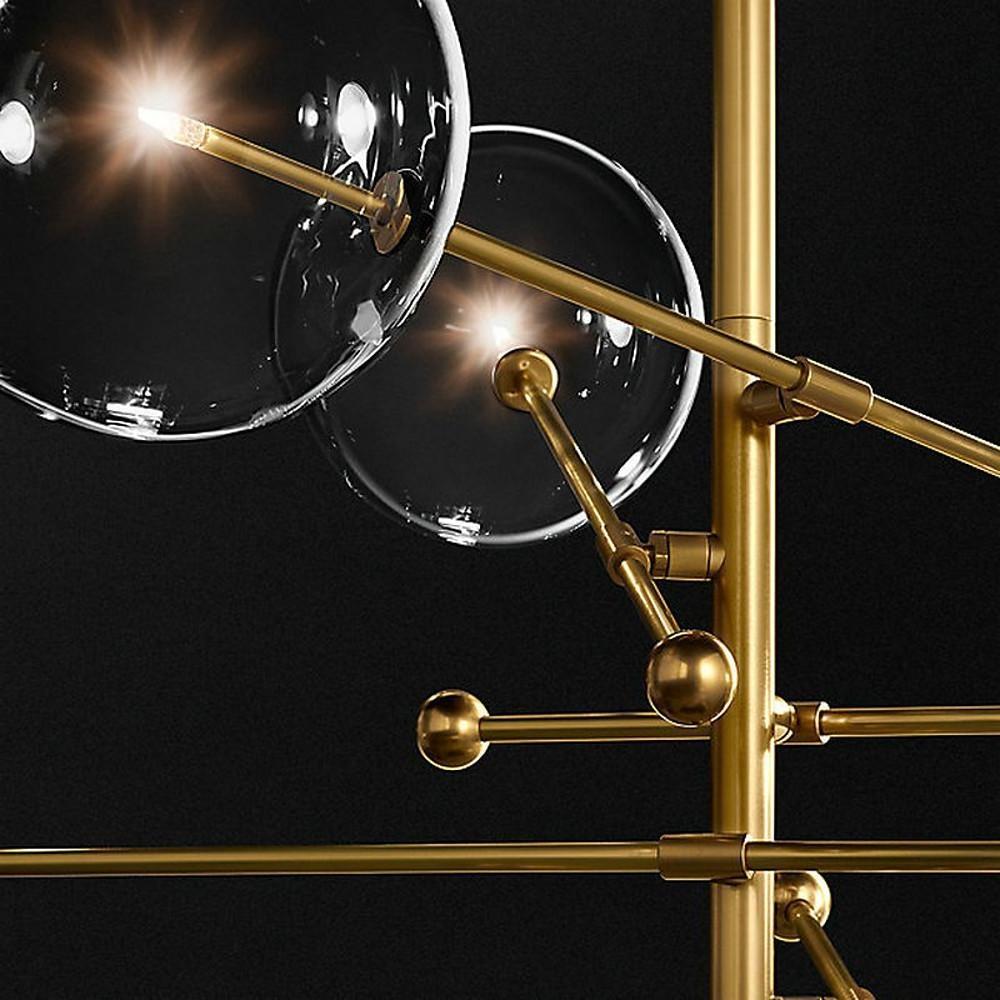 Geometrical Globe Chandelier Metal Glass 6-Light Dining Room Ceiling