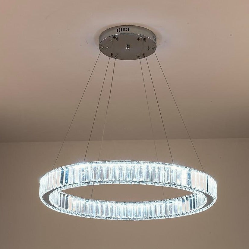 32" Crystal Ring Chandelier with Integrated LED in Gold Finish