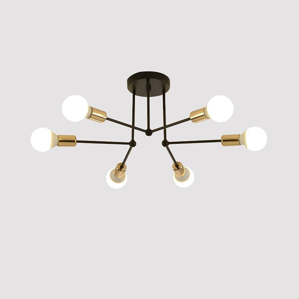 6-Light Modern Semi-Flush Ceiling Light - Metal Finish E27