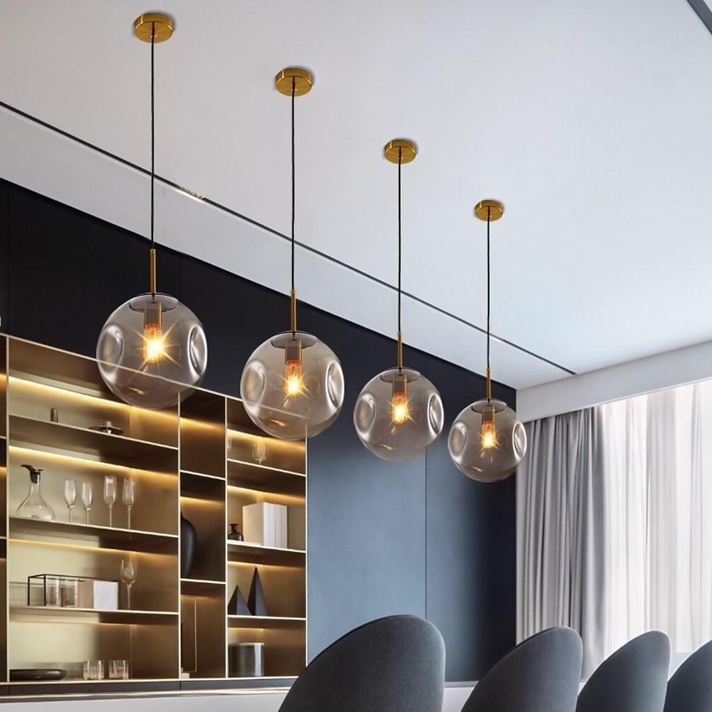 Globe Pendant Light Metal Glass LED Downlight Adjustable