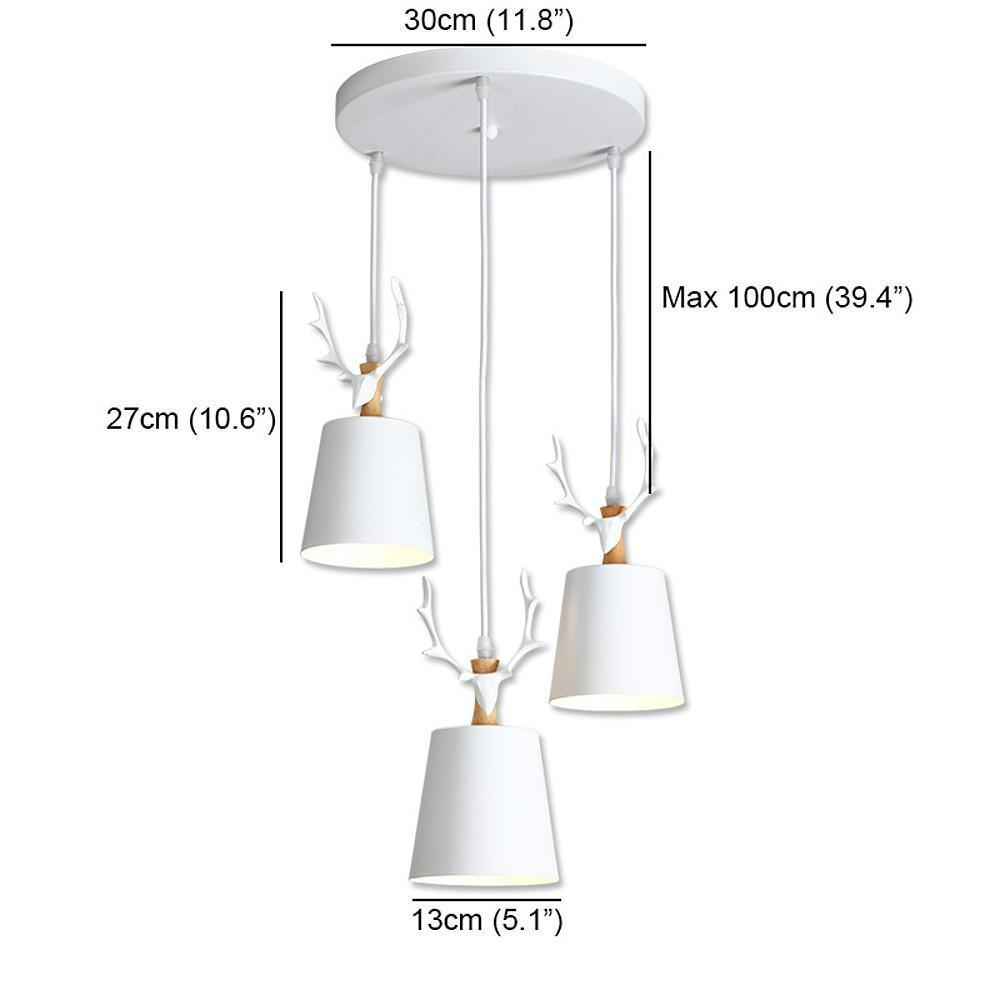 3-Light Antler Design Chandelier Pendant Light - Modern Farmhouse