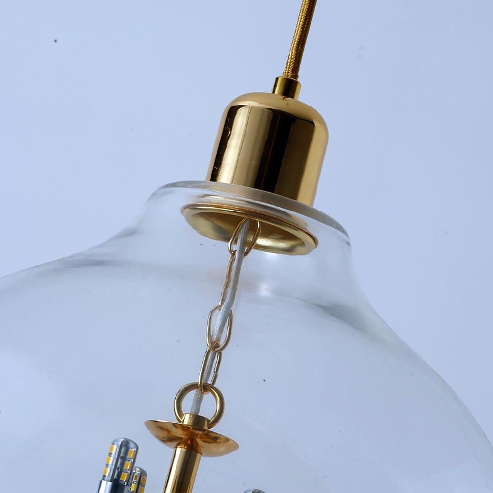 Glass Globe Pendant Light with 9 LED Bulbs - Industrial Style