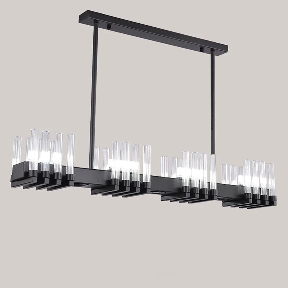 Linear Metal & Glass LED Chandelier – Modern Ambient Lighting
