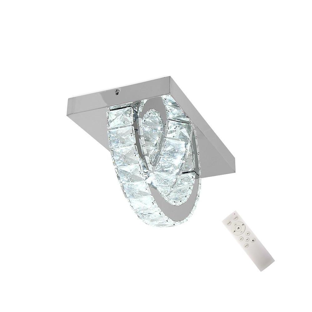 Crystal Semicircular Flush Mount Ceiling Light Modern LED 14"