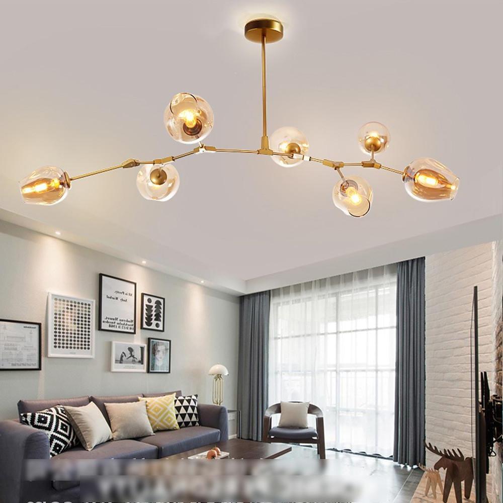 Sputnik Industrial Glass Chandelier with Customizable Shades