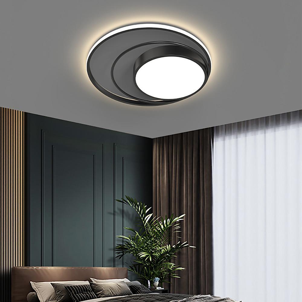 Modern Circular Black LED Flush Mount Ceiling Light