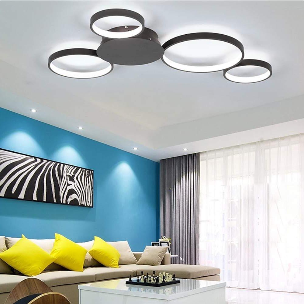 Modern Multi-Circle LED Flush Mount Ceiling Light – Dimmable Aluminum