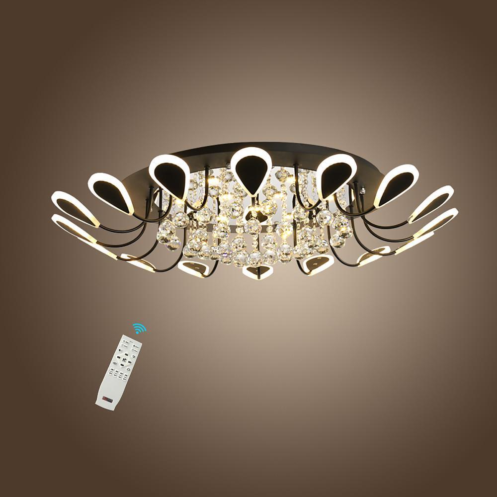 Flower Shaped Crystal Flush Mount LED Ceiling Light - Dimmable