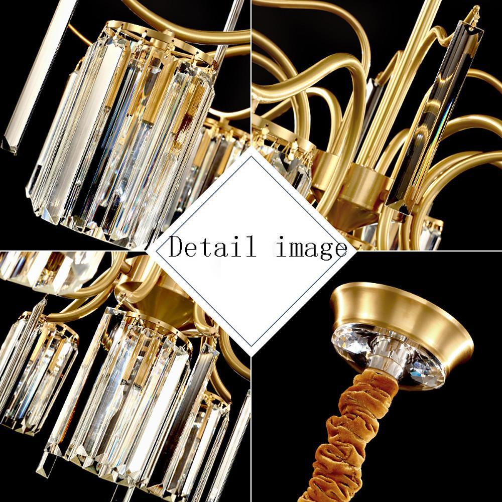Crystal Chandelier Gold Copper Finish LED Ambient Lighting