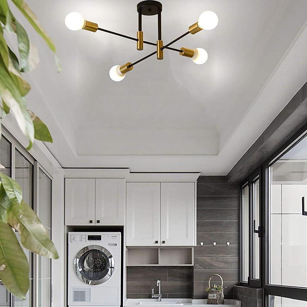 Modern Iron Sputnik Chandelier 4-Light Black & Gold