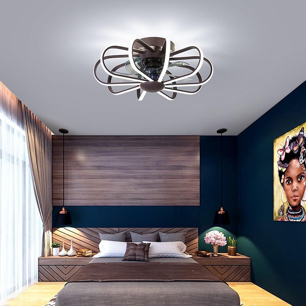 Modern 5-Blade Ceiling Fan with Integrated LED Ambient Lighting