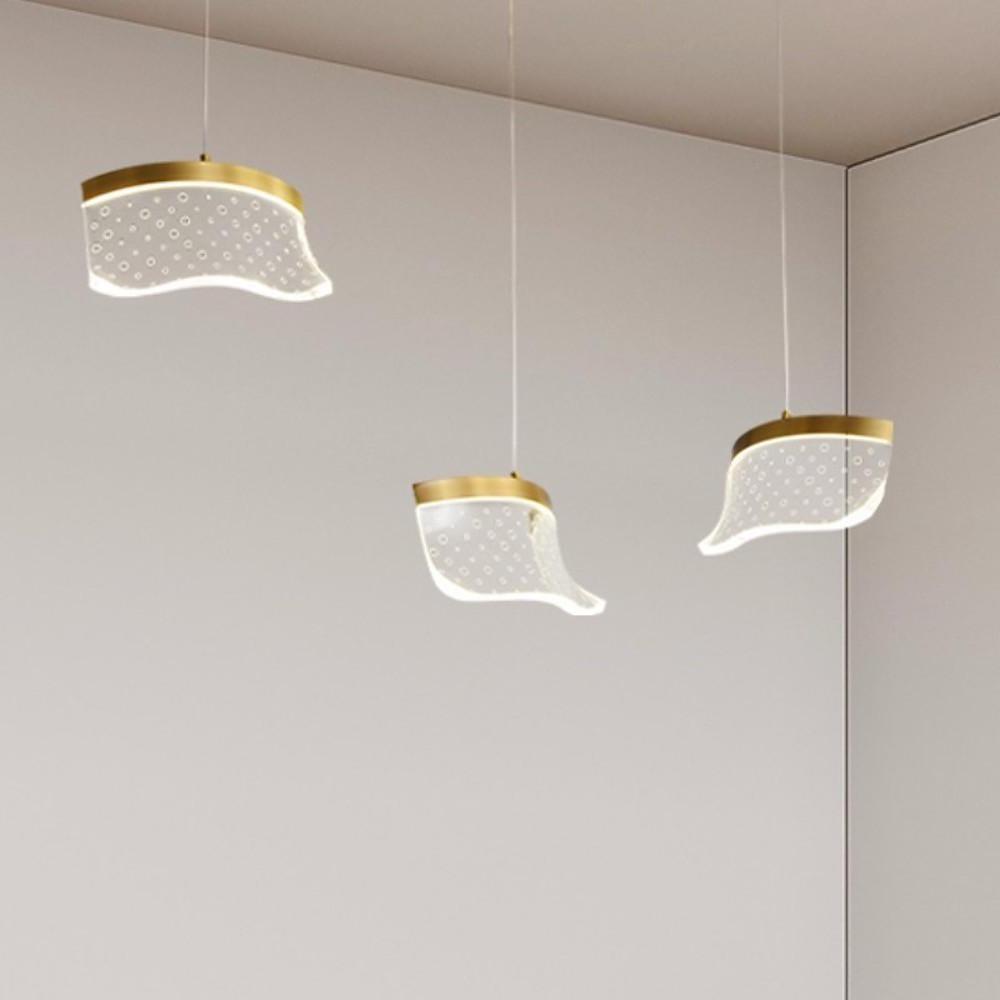 Geometric Copper Acrylic Pendant Light – Modern LED Downlight
