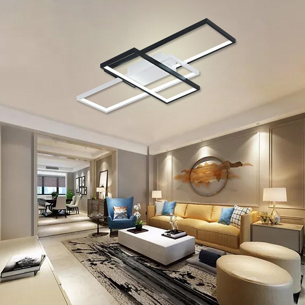 Tiered Rectangular Flush Mount LED Ceiling Light – Modern Metal