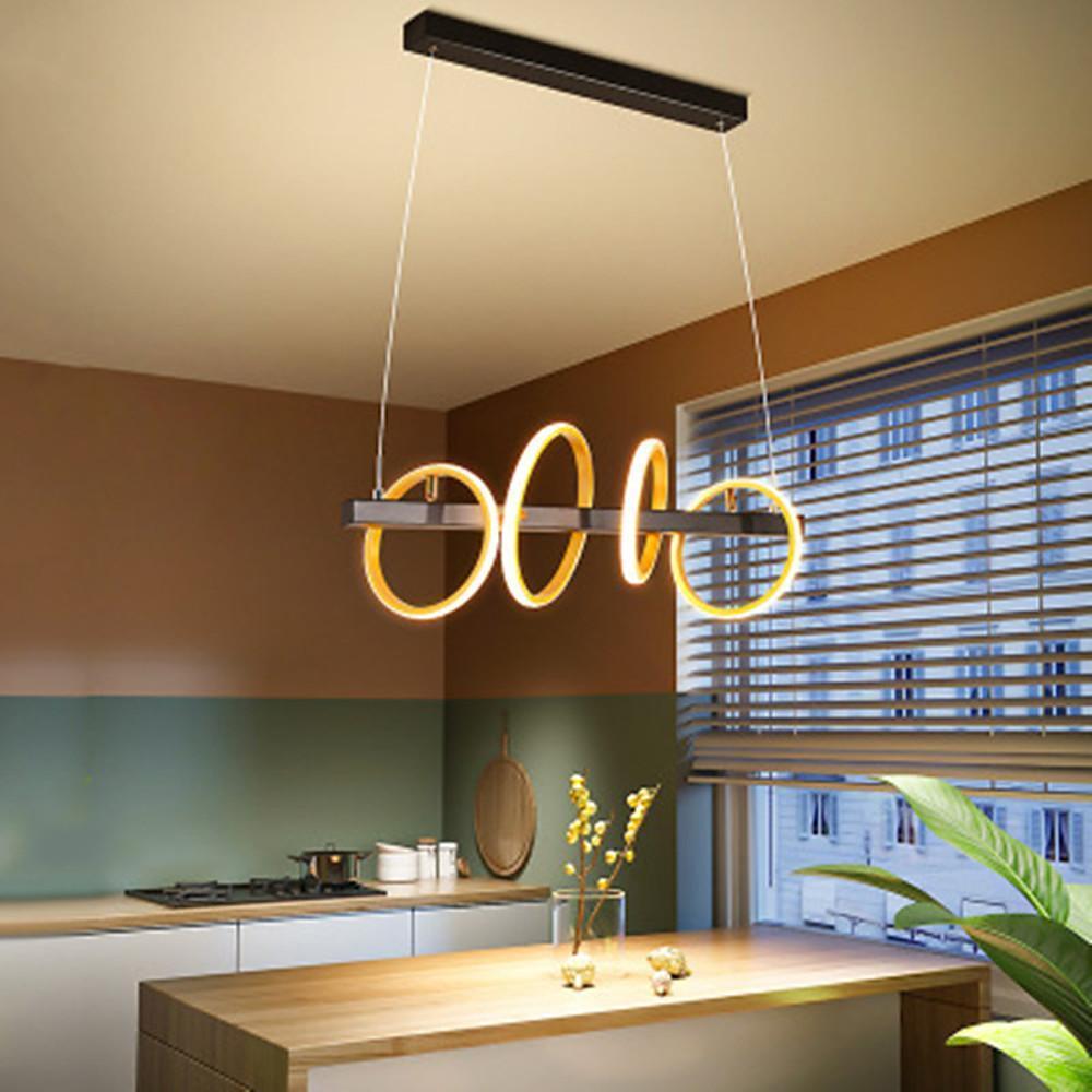 4-Ring LED Gold Chandelier Modern Island Pendant Light