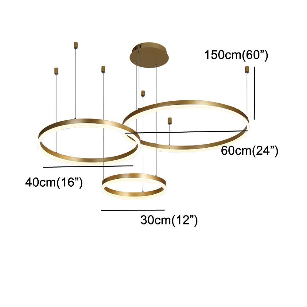 Modern 3-Ring Acrylic Chandelier with Dimmable LED