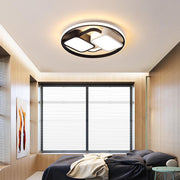 Geometric Dimmable LED Flush Mount Ceiling Light Black Metal Acrylic