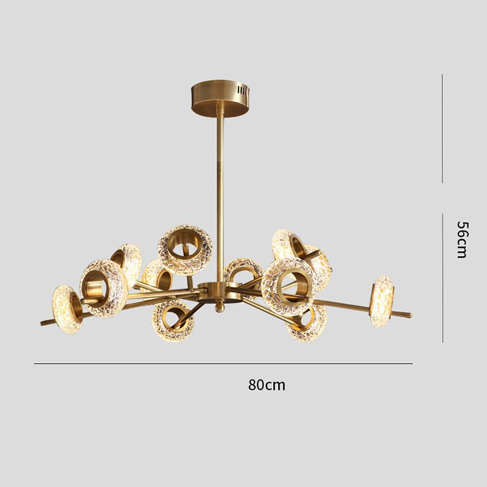 Modern Sputnik Chandelier with Copper Finish and Glass Shades