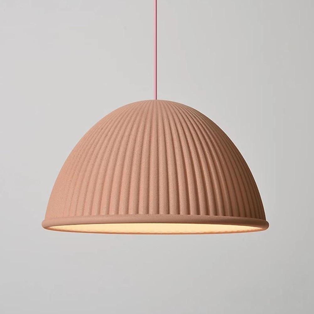 Industrial Pendant Light with Cement Shade & Metal Accent