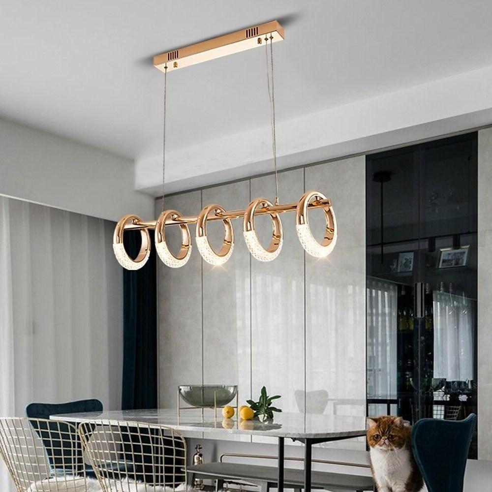 Modern Ring Pendant Light LED Gold Metal Dining Kitchen Ceiling