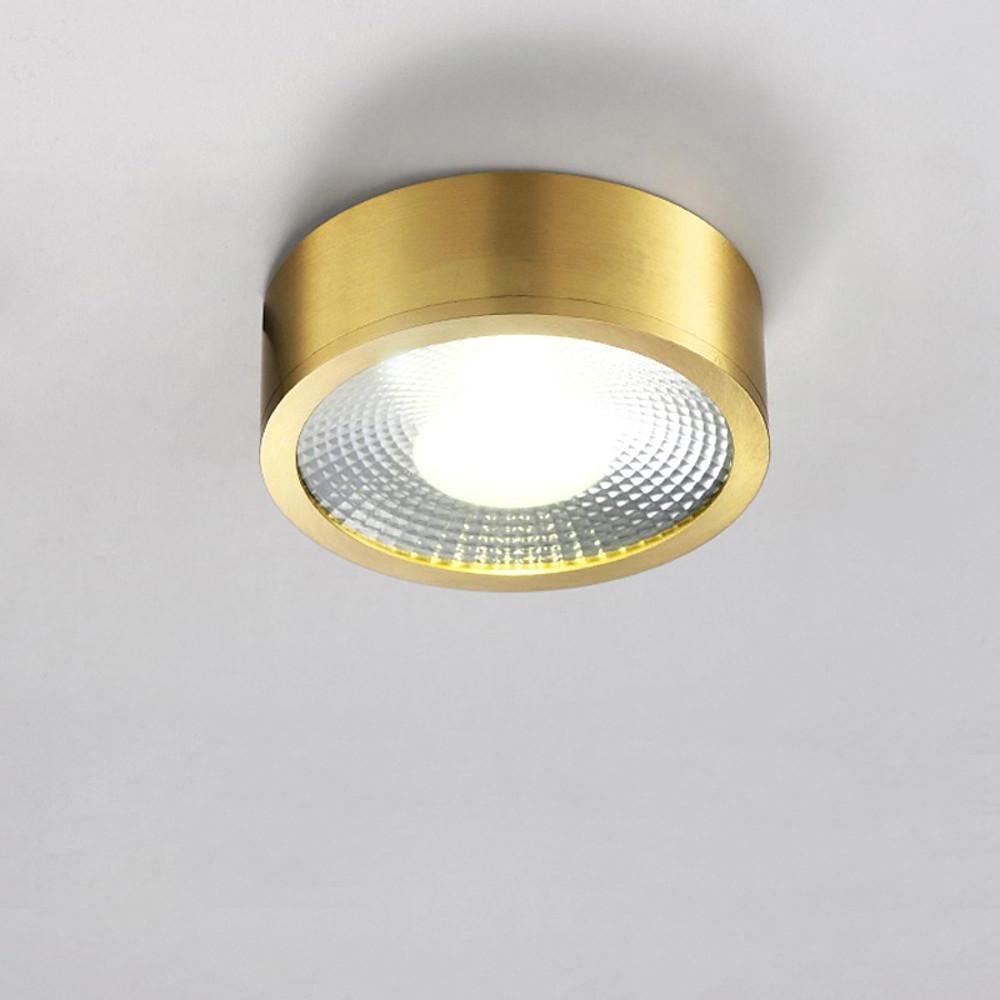 Round LED Copper Flush Mount Ceiling Light Modern Corridor Lighting