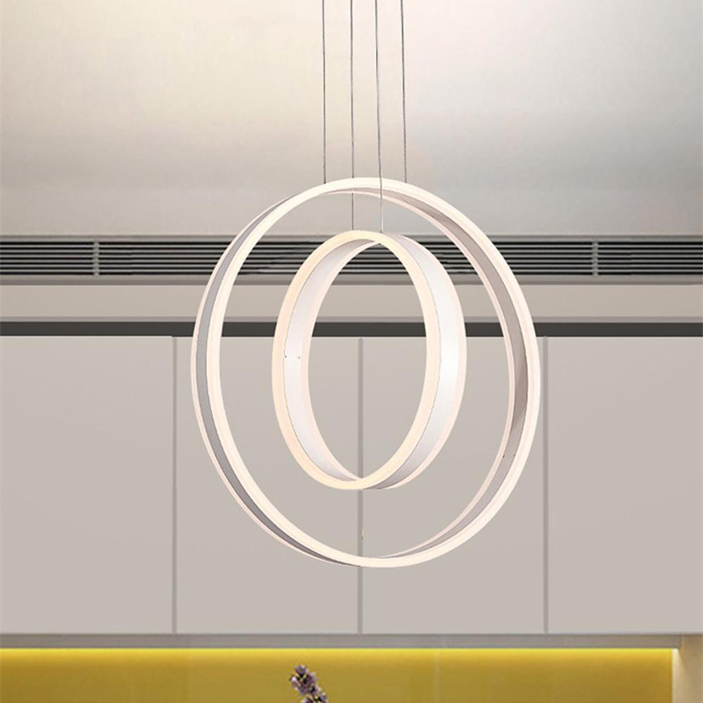 Twin Circle LED Pendant Light - Modern Geometric Aluminum Chandelier