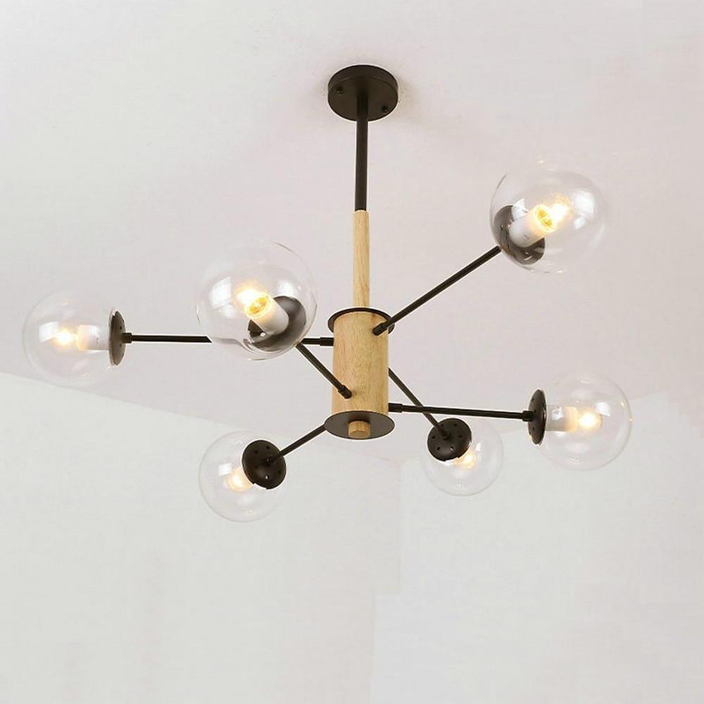 Modern 6-Light Sputnik Chandelier with Glass Globes