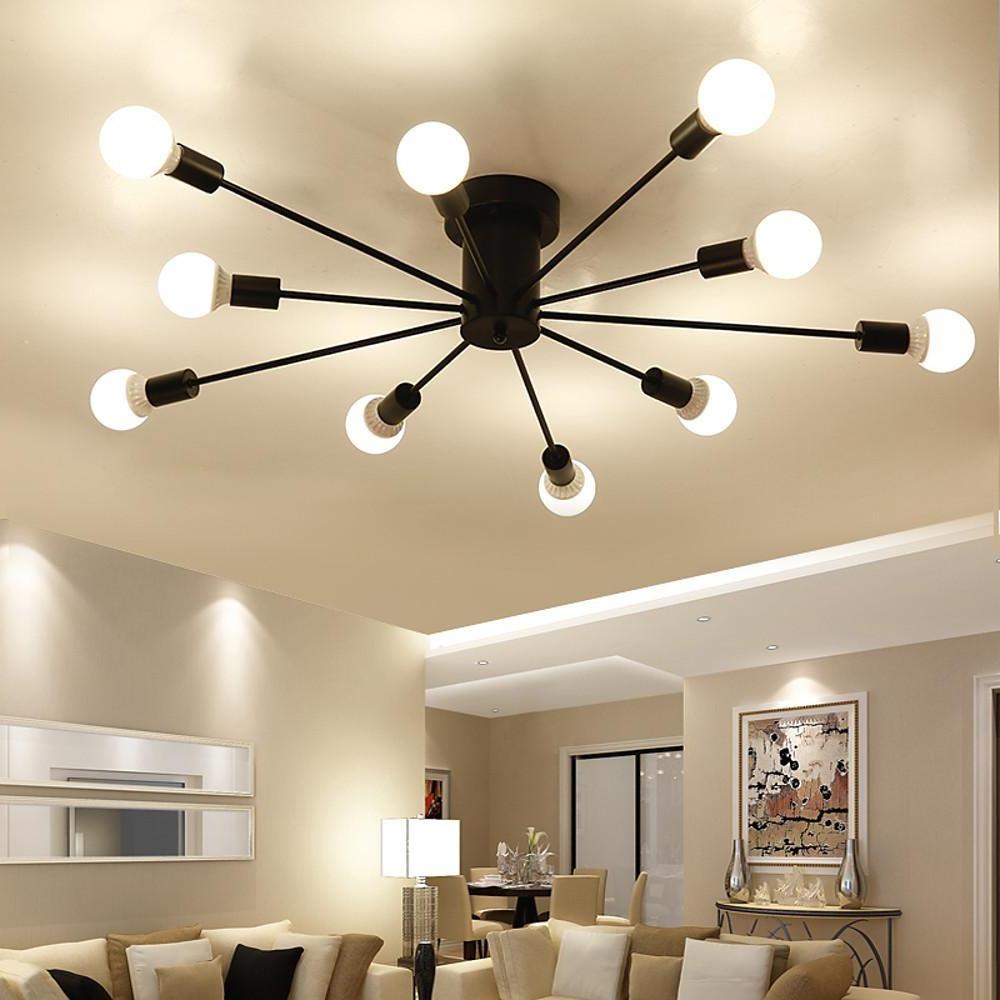 Modern 10-Light Metal Flush Mount Ceiling Light