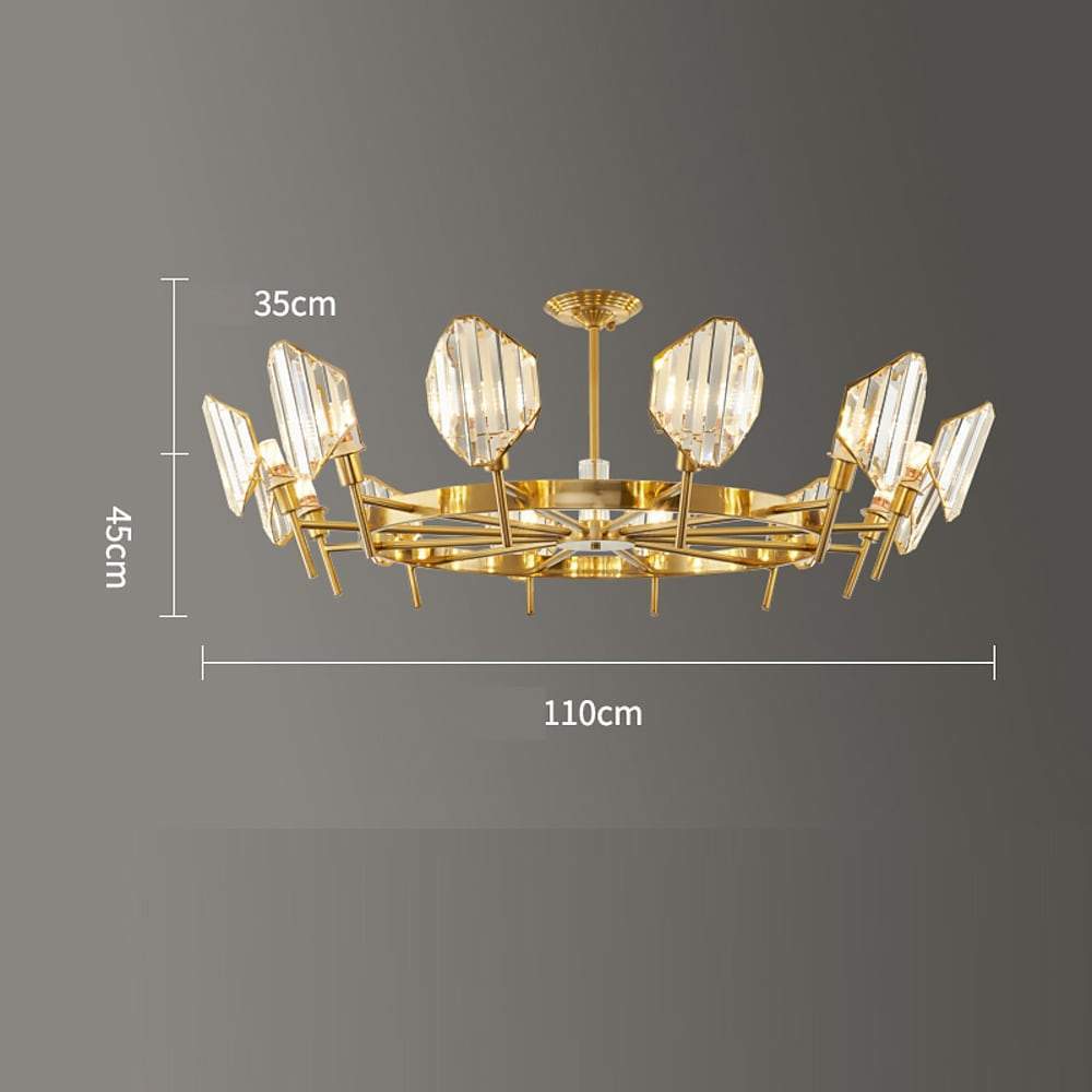 Crystal Ring Chandelier – Gold Metal Frame Luxury Ceiling Light
