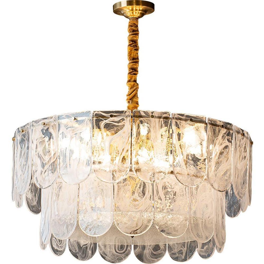 Modern Lantern Chandelier with Glass Shades - 9 to 12 Light