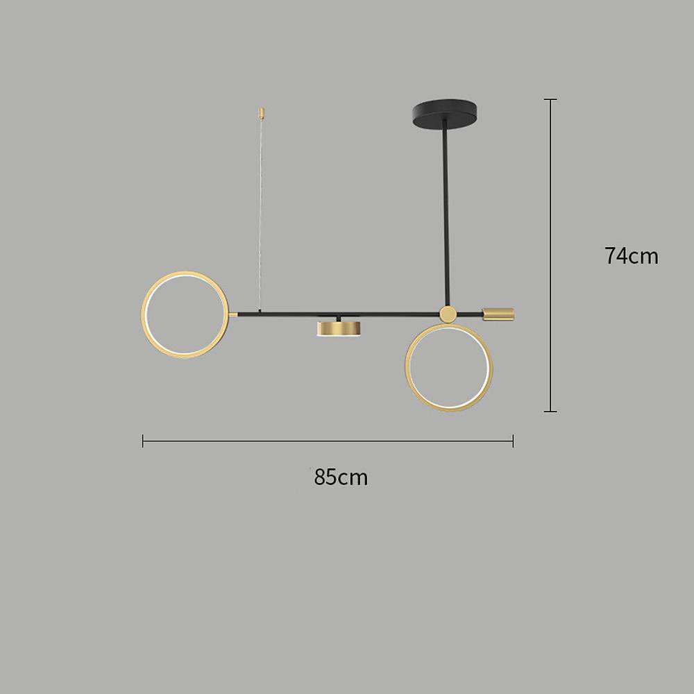 Modern Double Ring LED Pendant Light - Black & Gold Metal Chandelier