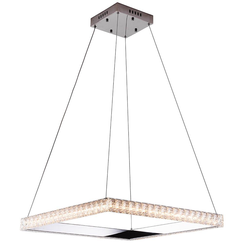 Square Crystal Metal LED Chandelier Modern Pendant Light