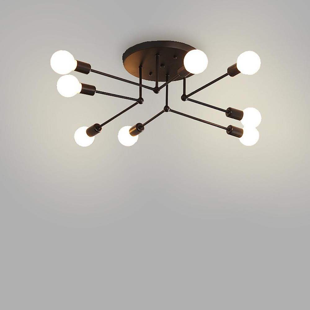 8-Light Modern Sputnik Semi Flush Metal Chandelier